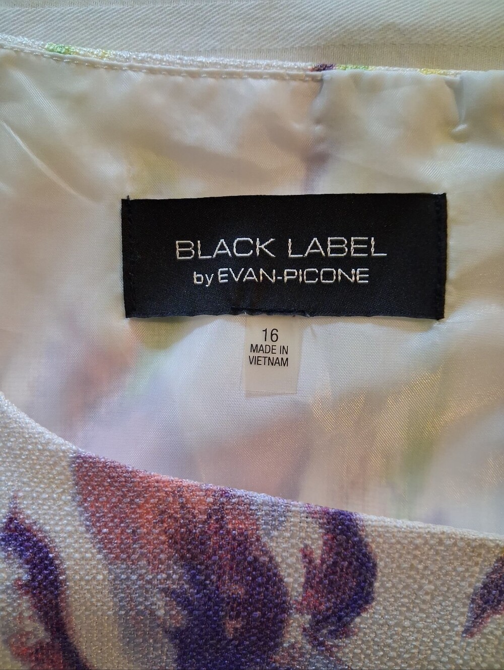Floral Sleeveless Sheath Dress in White and Purple Size 16 - Picture 12 of 13